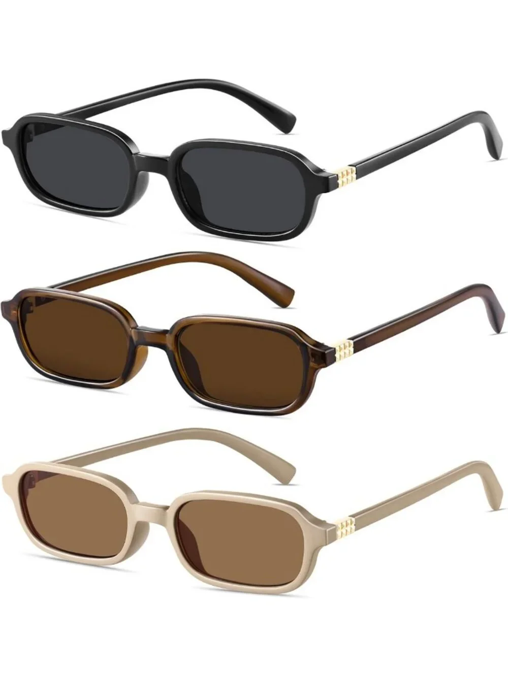Trendy Retro Rectangular Sunglasses for Women - 90s Style, UV Protection, Small